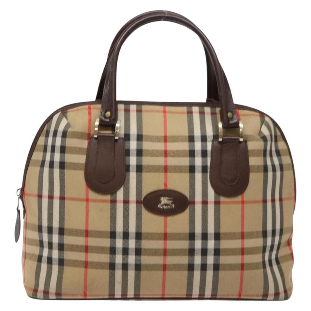 Burberrys Nova Check Hand Bag Canvas Beige Gold Auth 134084 - Picture 13 of 16
